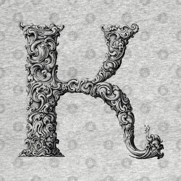 Vintage Initial Letter Lettering Alphabet K by AltrusianGrace